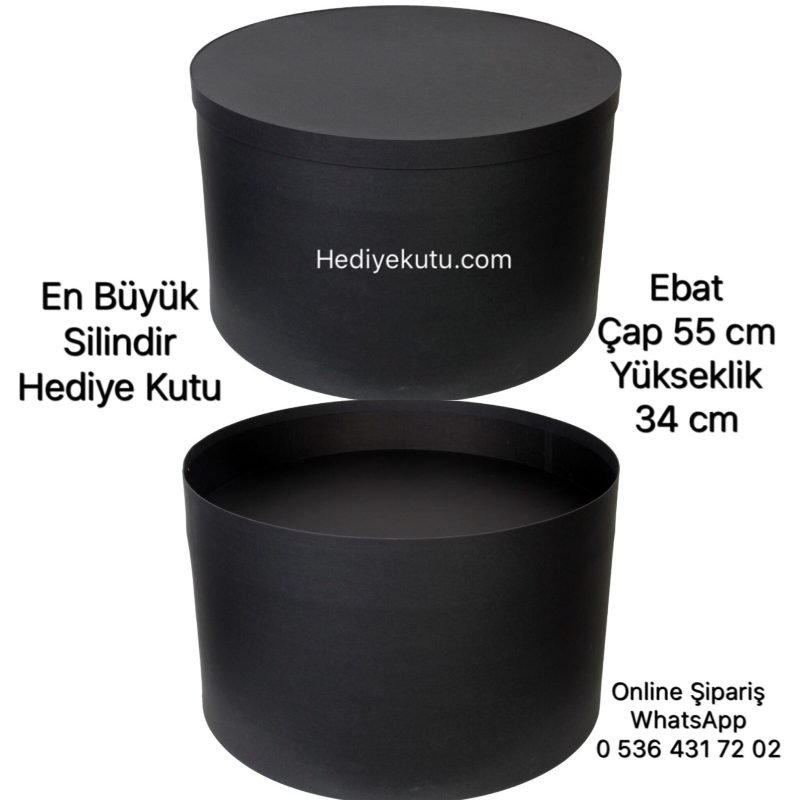 Jumbo Büyük Boy Silindir Hediye Kutusu Ebat Çap 55 cm Derinlik 35 cm